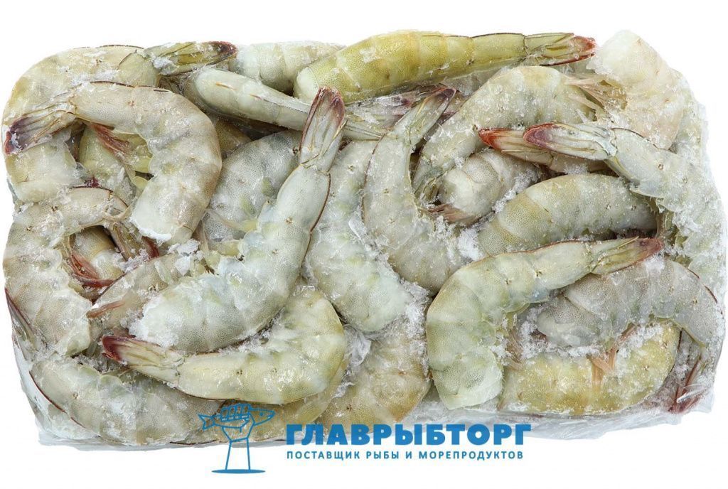 картинка Креветка Ваннамей 16/20 (75-79шт) без головы в панцире 1 категория полублок 1,8кг Эквадор от Главрыбторг