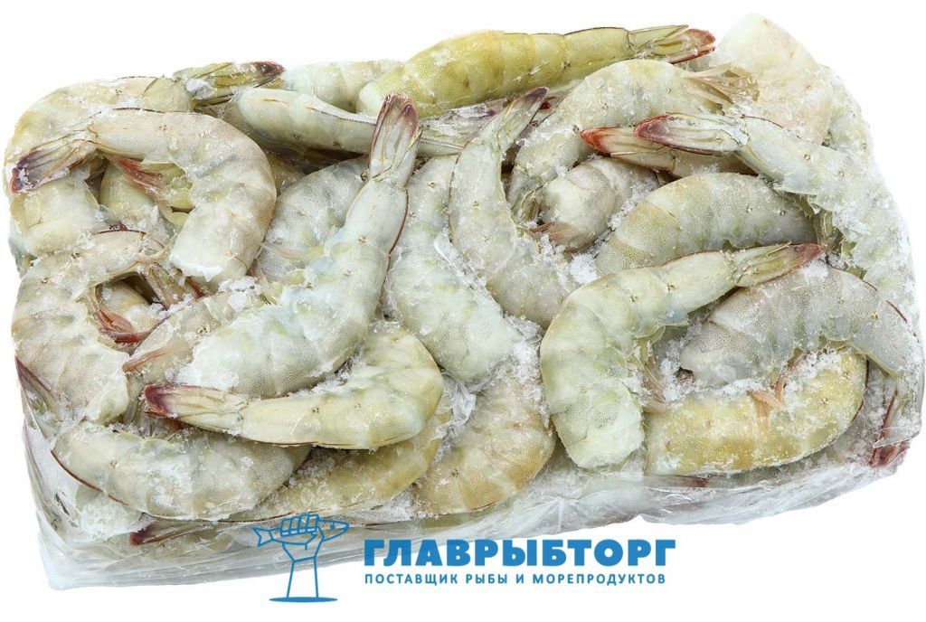 картинка Креветка Ваннамей 16/20 (75-79шт) без головы в панцире 1 категория полублок 1,8кг Эквадор от Главрыбторг